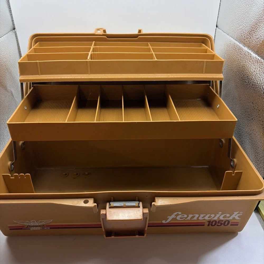Fenwick 1050 Vintage 1980s Burnt Orange Fishing Tackle Box 2-Tray Dadcore Retro